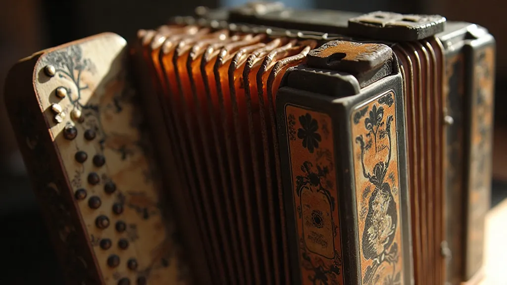 Antique accordion undergoing restoration