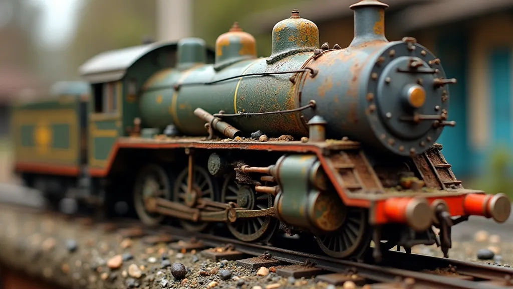 Model engine weathering close-up