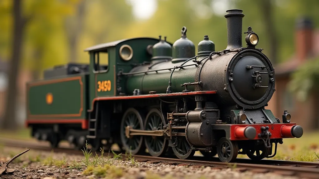HO scale engine on a diorama