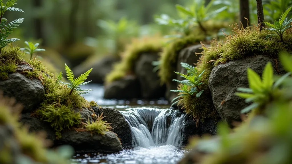 N Scale Diorama Waterfall with Miniature Foliage