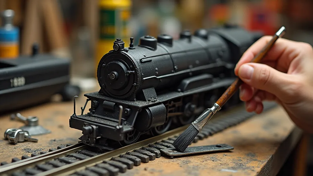 Model railroader detailing locomotive