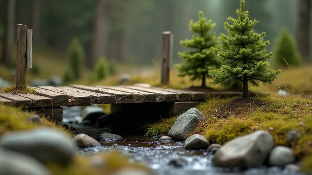 Detailed view of realistic miniature railroad scenery